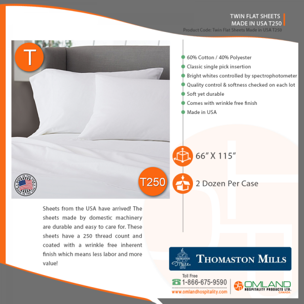 Twin Flat Sheets Made In Usa T250 Hotel Bedding