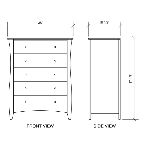 5 Drawer Dresser Chloe Furniture Collection Solid Wood Hotel