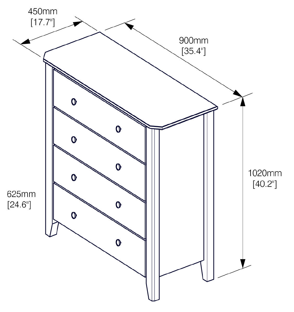 4 Drawer Dresser Zenith Furniture Collection Solid Wood Hotel